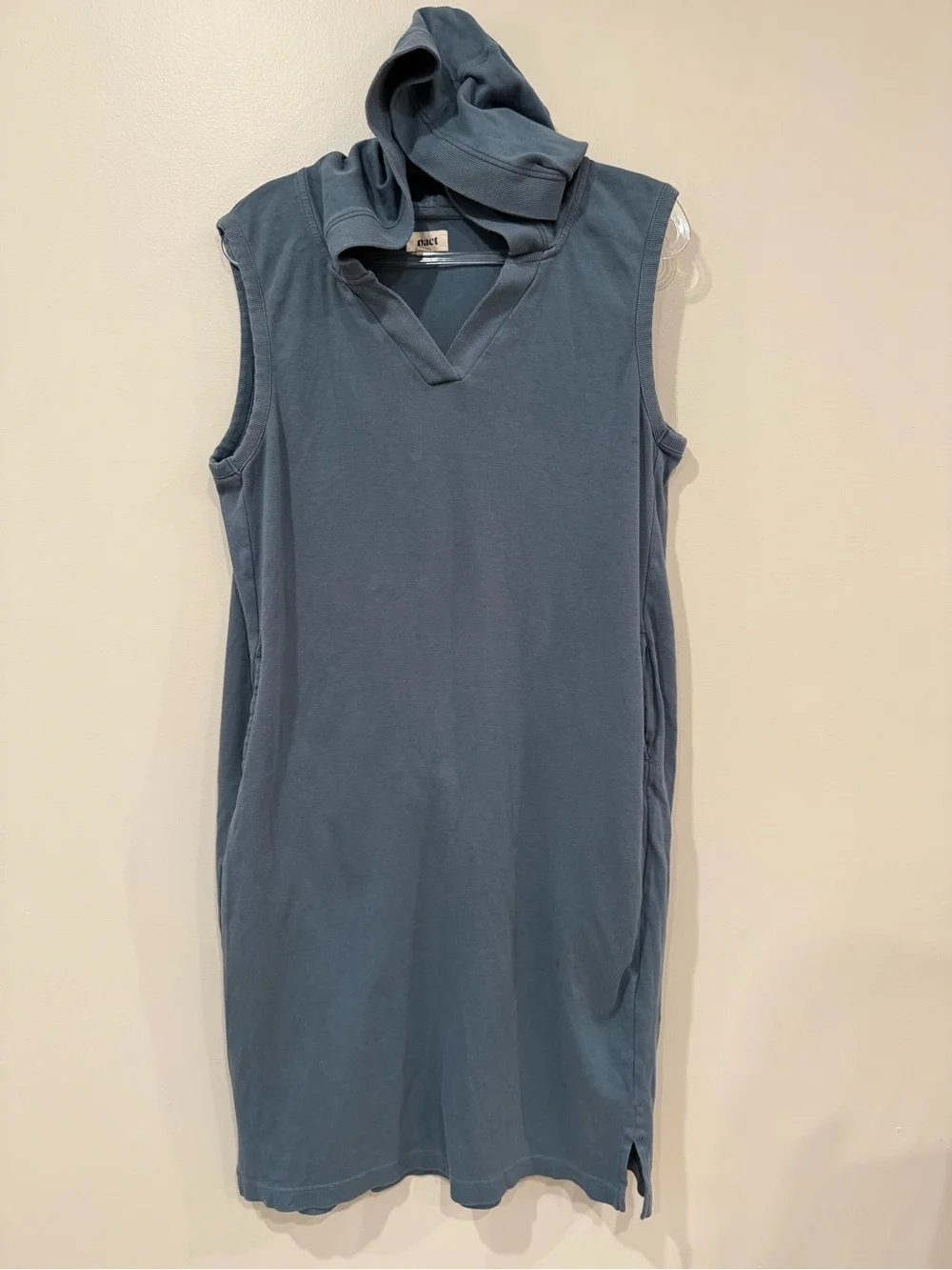 Pact Organic Cotton Airplane Hooded Tank Midi Dress Slate Blue XL